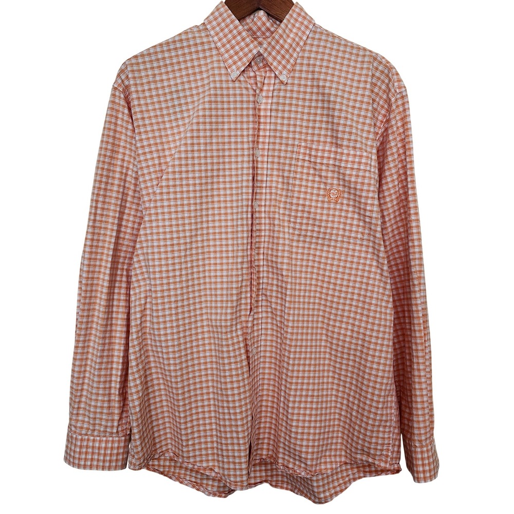 Cinch Orange Gingham‎ Button Down Western Shirt Men's Large